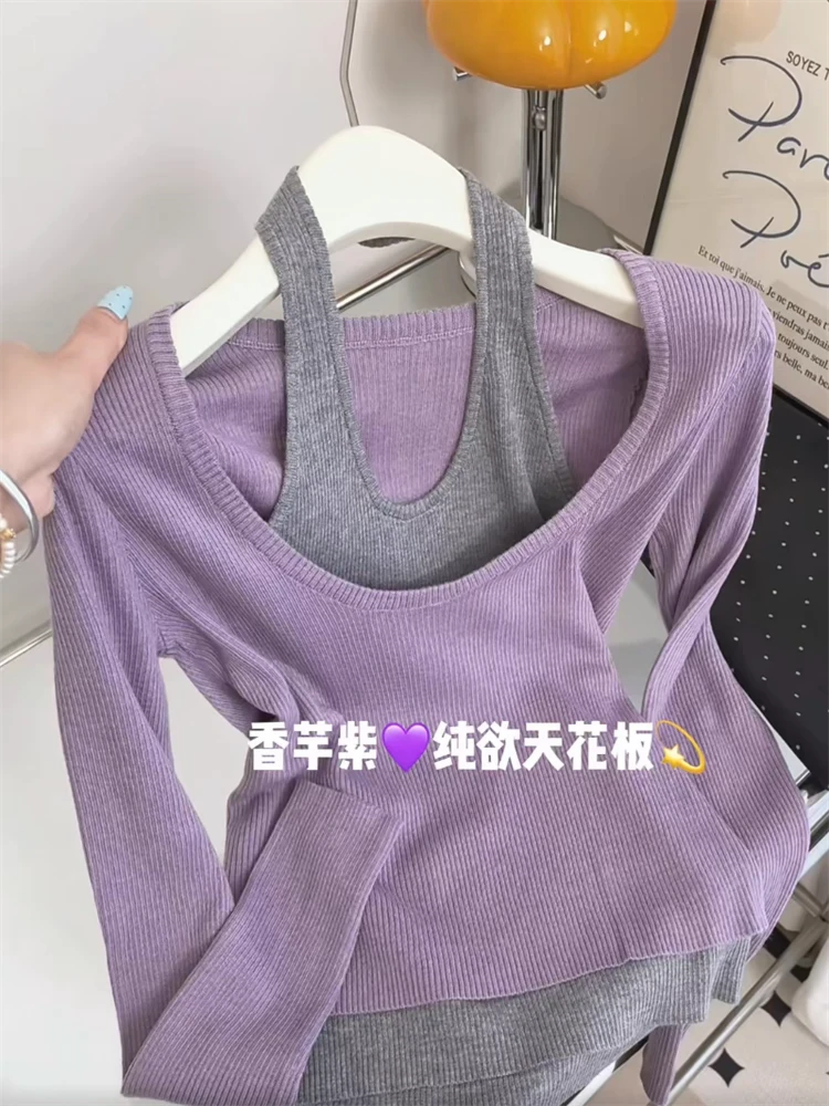 【0038#】长袖毛针织衫方领针织时尚纯色通勤百搭
