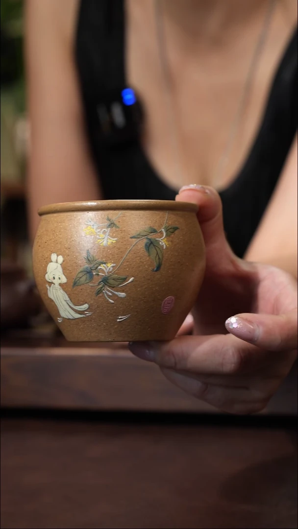 茶壶紫砂黄降坡泥绘缸杯仙女