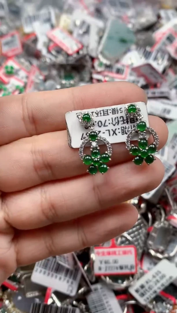 银S925镶嵌戒指翡翠天然A货缅甸翡翠
