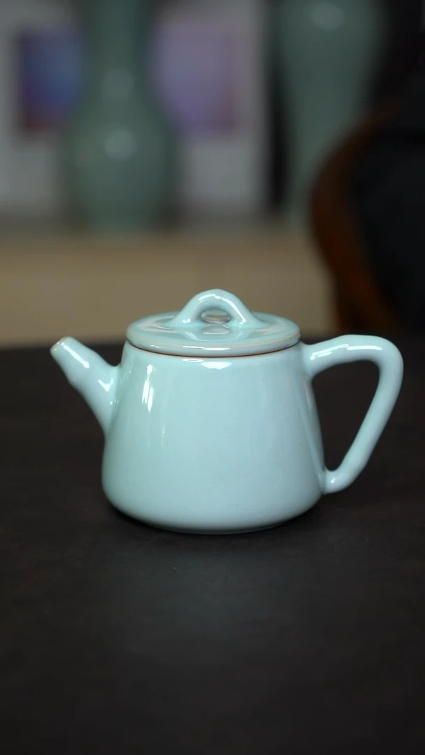 杯子瓷天青竹节石瓢微瑕