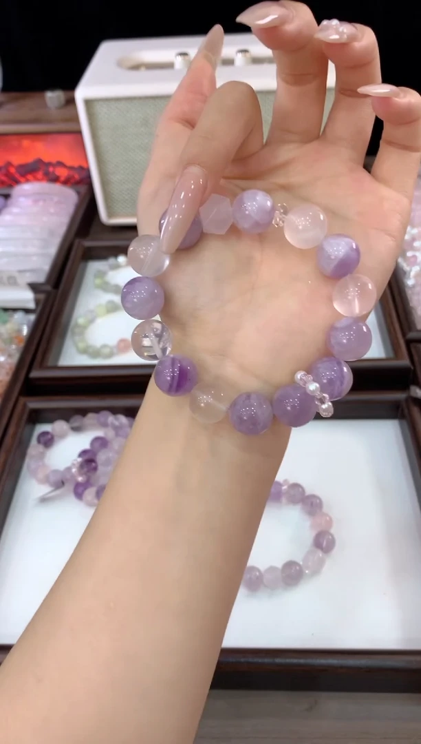 未镶嵌手链水晶桃禧 紫水多宝