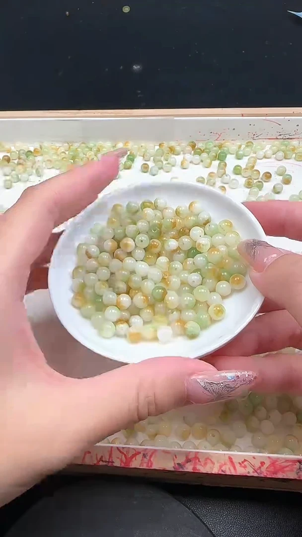 未镶嵌和田玉珠宝半成品皮料N341卡6mm散珠30颗