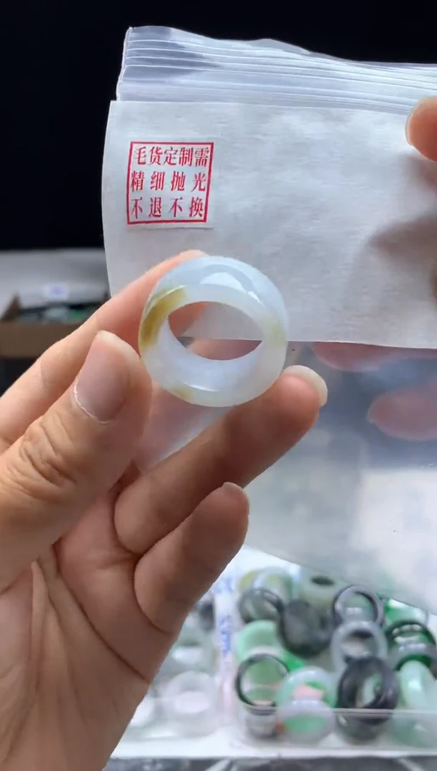 定制翡翠未镶嵌毛货需精细抛光戒圈21#