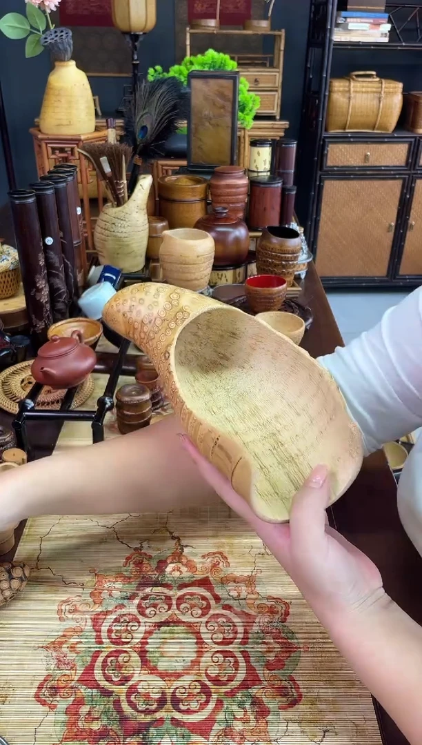 竹根果盘纯手工制作
