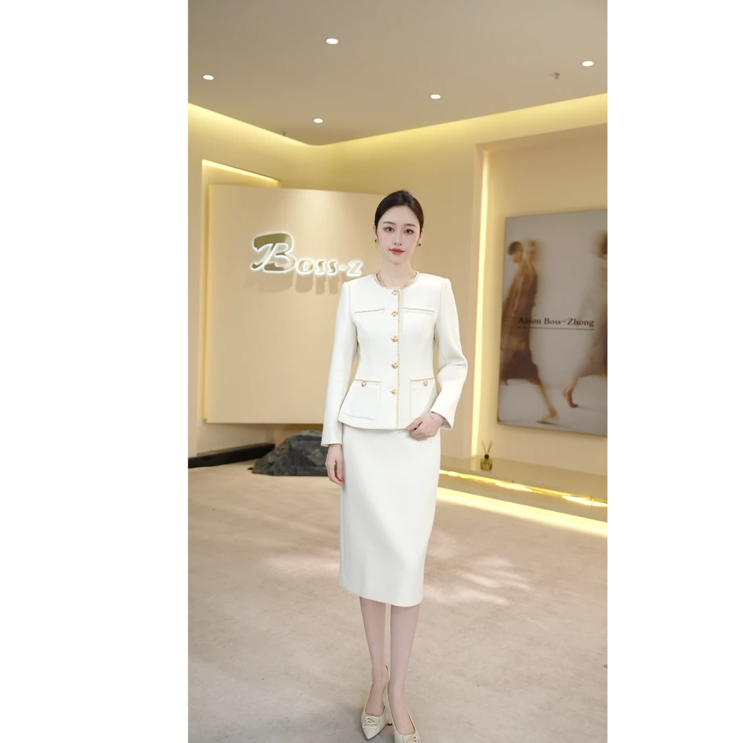 钟老板小香风套装女秋冬2025新款气质千金风优雅外套半身裙两件套