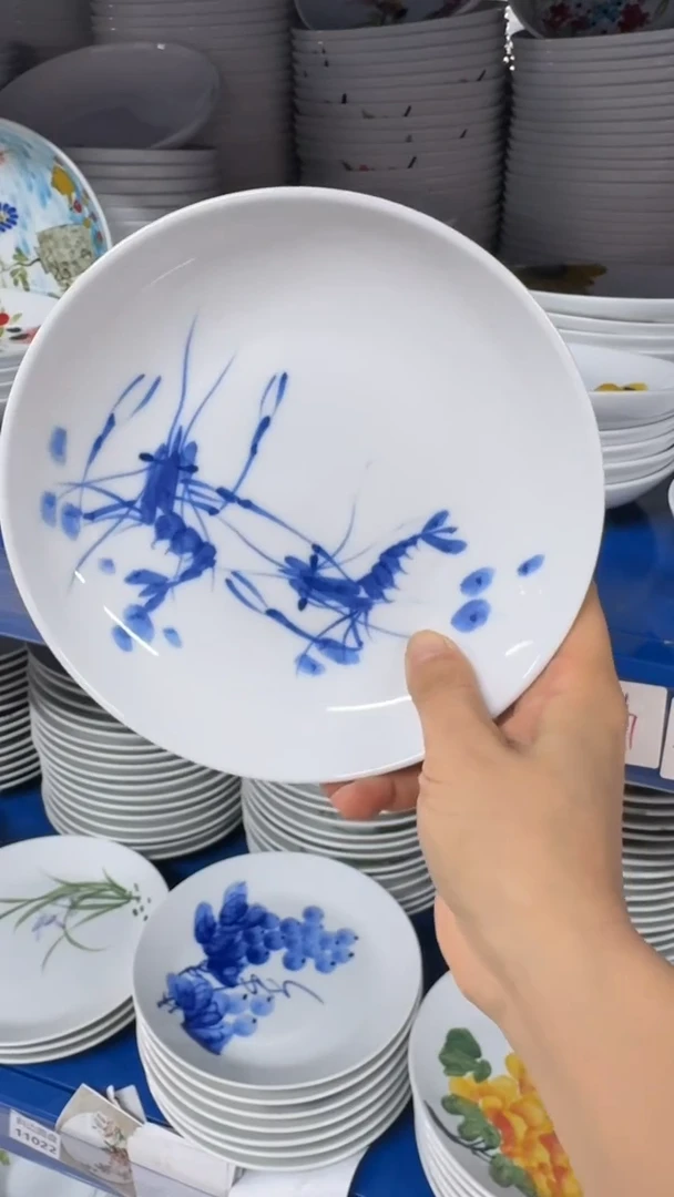 瓷片景德镇高温陶瓷食品级手绘釉中彩-浅盘