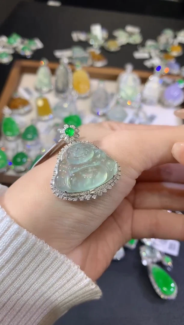 翡翠18K金镶嵌吊坠(不含链)169-佛公