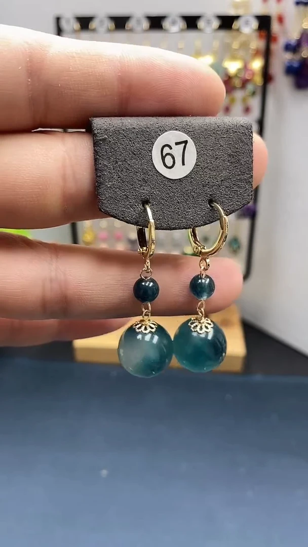 【闪购商品】翡翠耳饰银S925镀金镶嵌尺寸14mm耳扣99