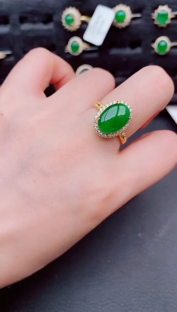 翡翠戒指银S925镶嵌天然a货翡翠182