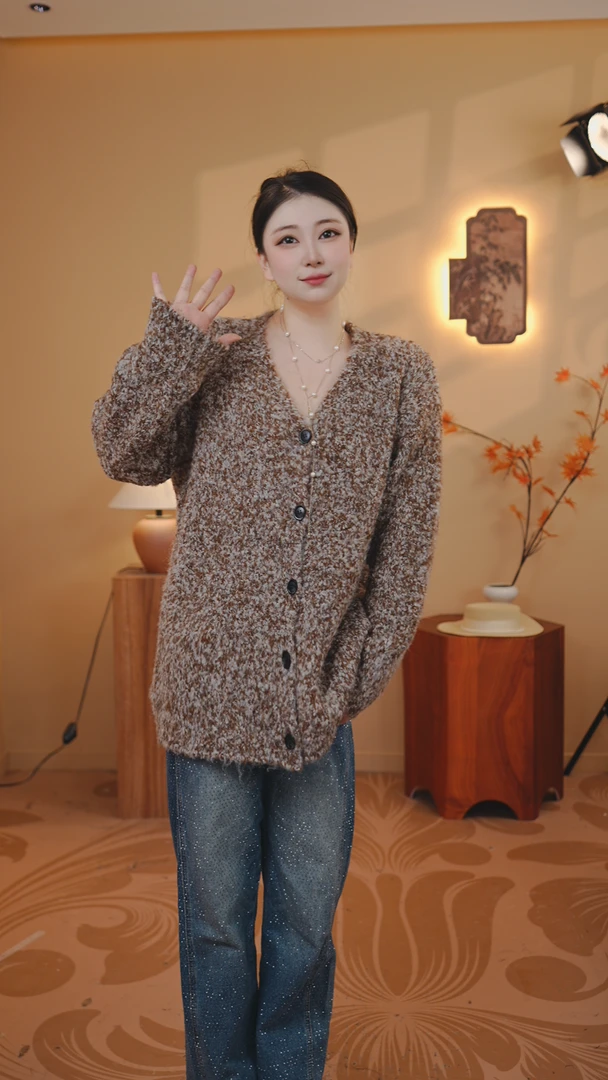 巴黎（港风圈圈纱开衫女装针织毛衣