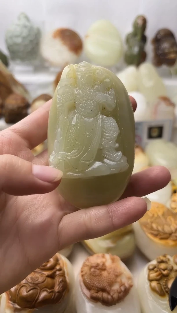 石材古青石棉纹正常不退换关公微瑕