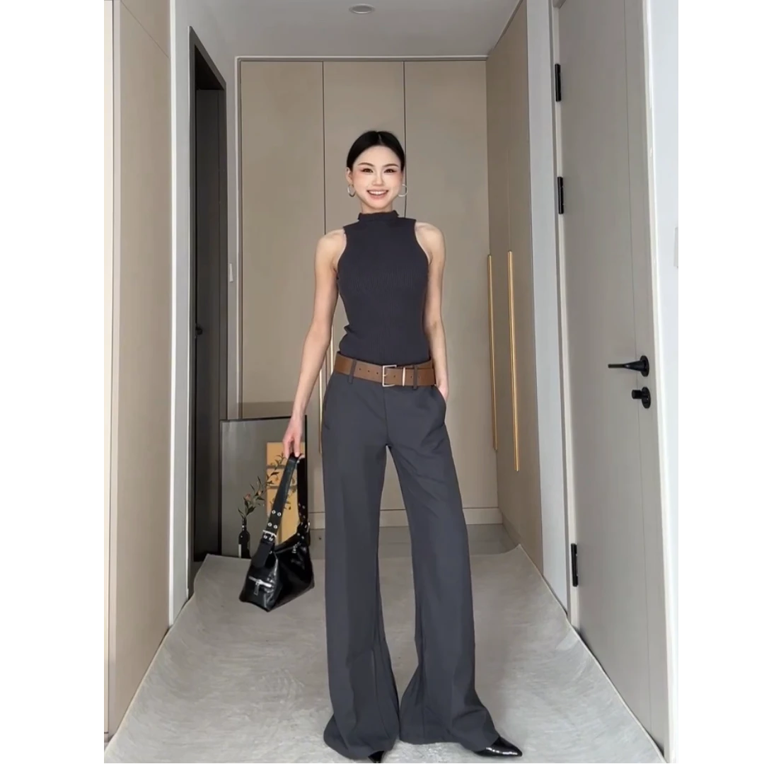 2025时尚新款网红炸街小众女装美式轻熟风显瘦上衣休闲洋气裤子女