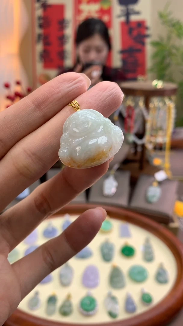 【闪购商品】翡翠颈饰18K金镶嵌佛公