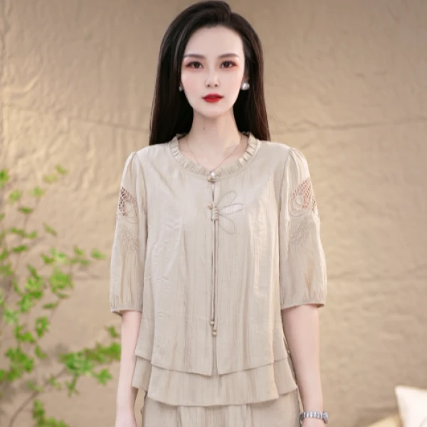 新款气质高级感时尚显瘦减龄套装两件套M-4XL