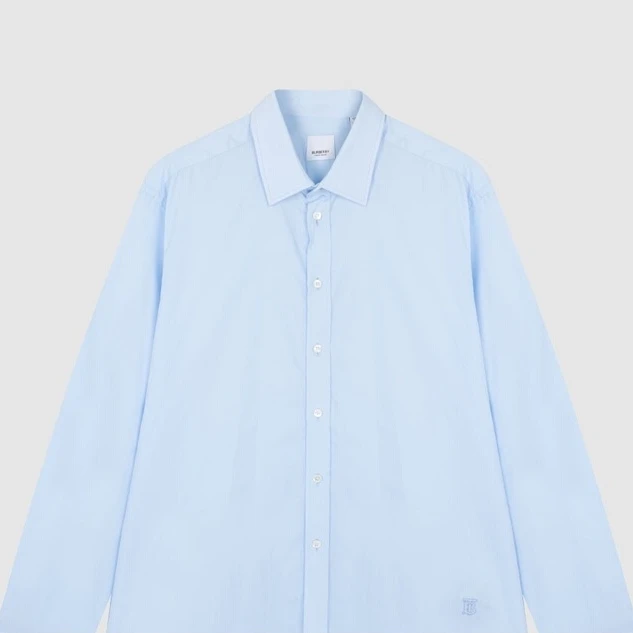 BURBERRY博柏利翻领单排扣绣标男士休闲长袖衬衫衬8026124