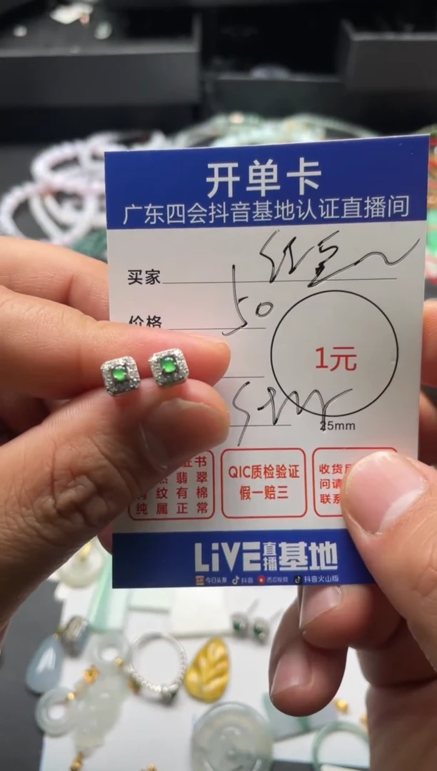 【闪购商品】翡翠颈饰银S925镶嵌耳钉