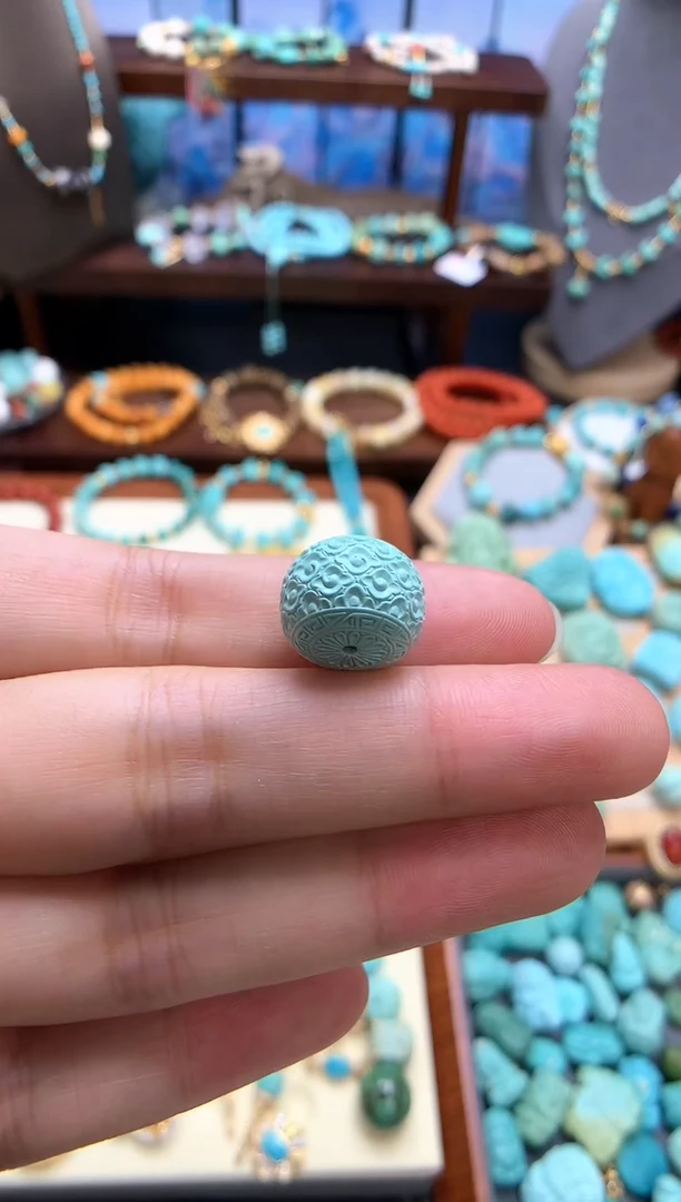 未镶嵌绿松石挂件精工绿松石云纹珠