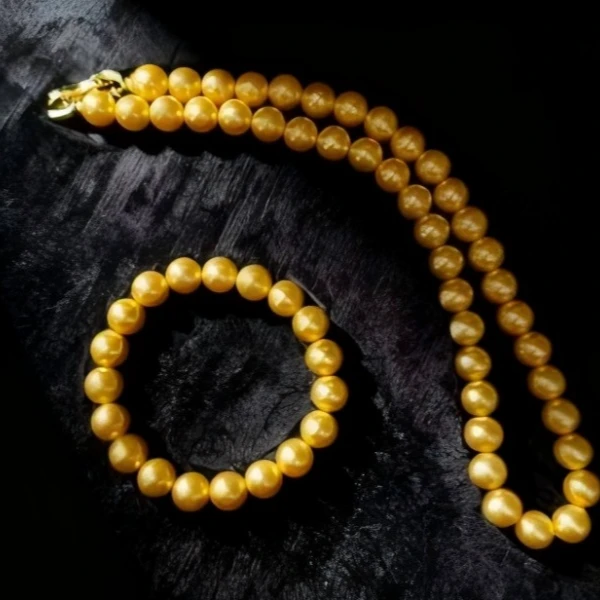 （菲菲甄选）简约气质法式高级感贝珠项链合金镶嵌套装