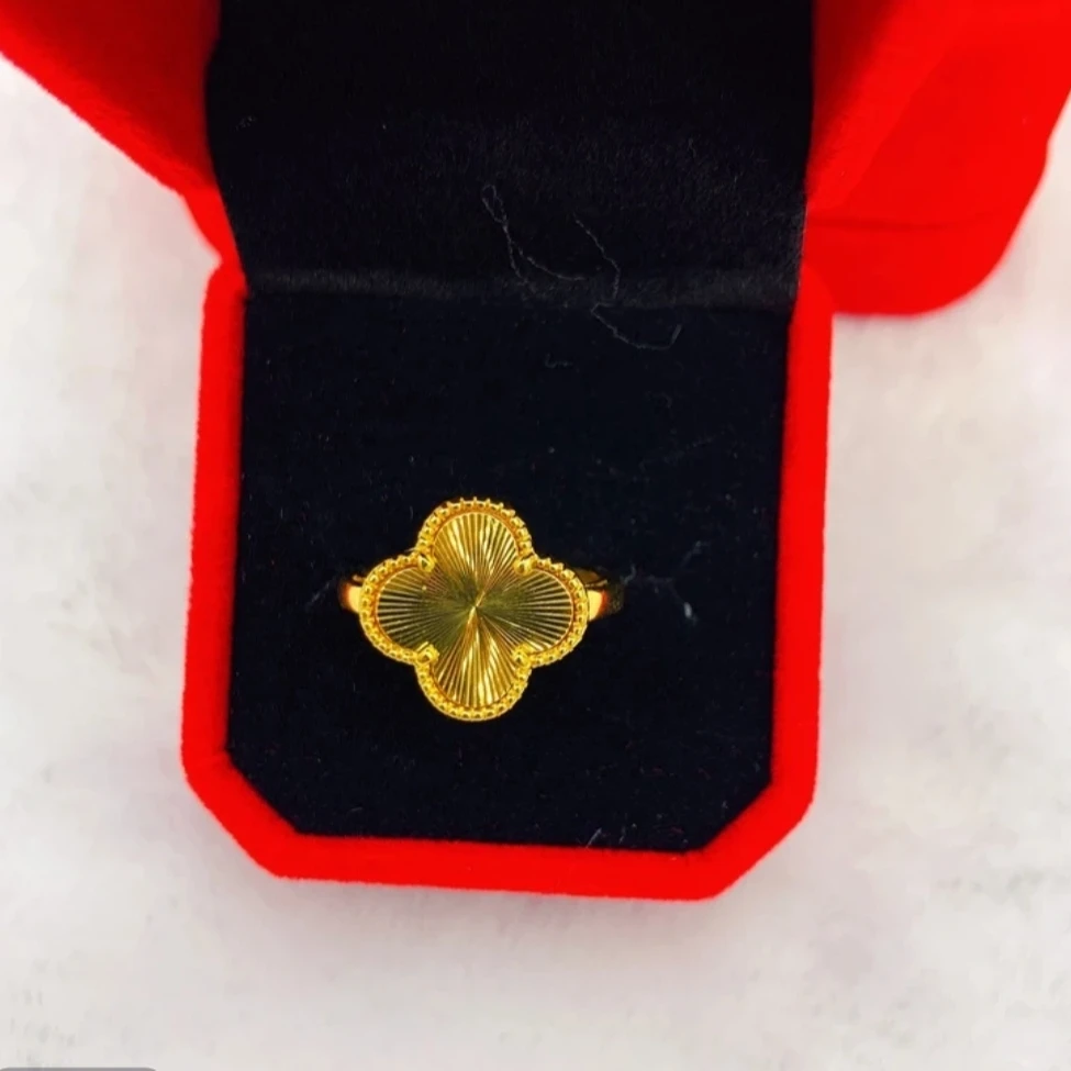 铜合金戒指 铜合金戒指四叶草戒指金色可调节