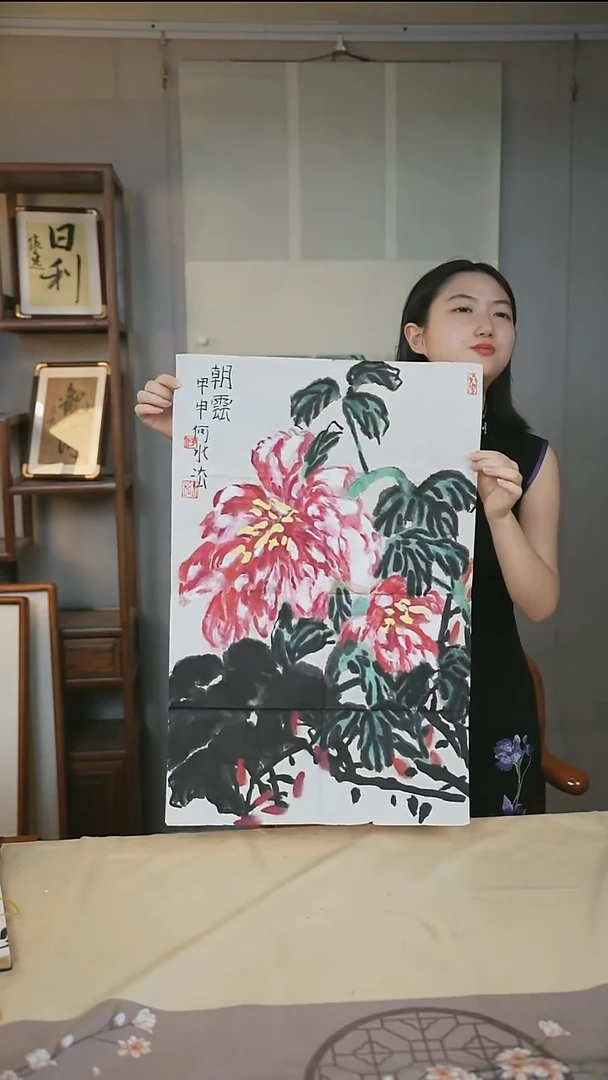 书法何老师  牡丹图