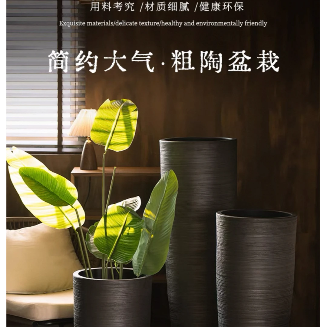 景德镇陶瓷新中式造景庭院落地造景盆栽陶瓷花瓶诧寂风客厅