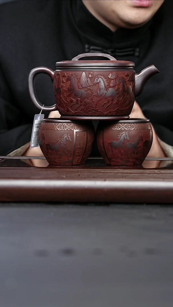 紫砂茶宠宜兴紫砂 马到成功汉瓦壶 龙山古乌泥 赵辉 733