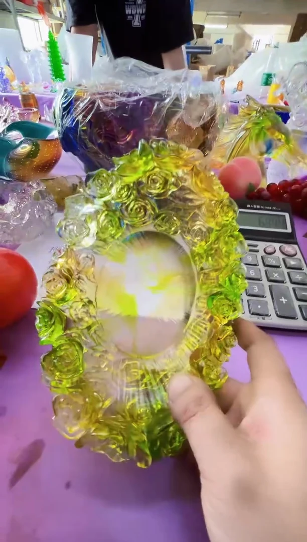 手工艺品琉璃蔡*古法琉璃果盘摆件