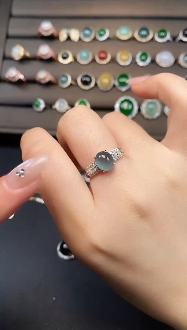 银S925镶嵌戒指翡翠873733