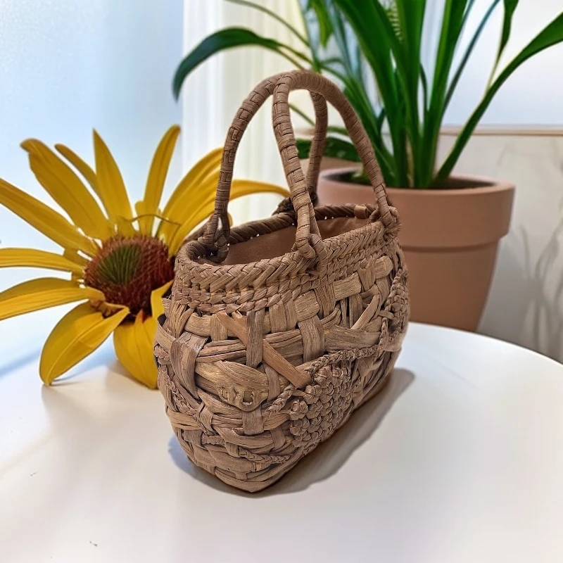 葡萄曜「福建非遗手工藤编包」花瓣原皮六角花时尚女士手提包