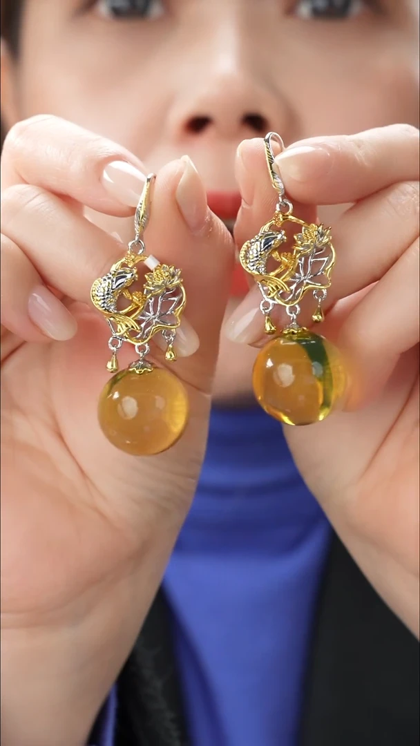 琥珀颈饰未镶嵌精品耳饰