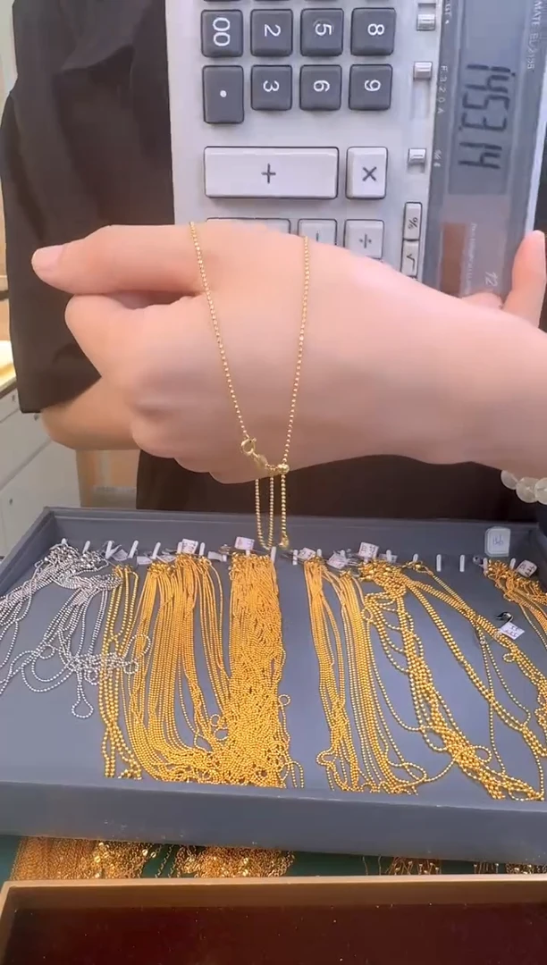 爱心抽拉切面珠链55cm 2.43g（多样性发货）