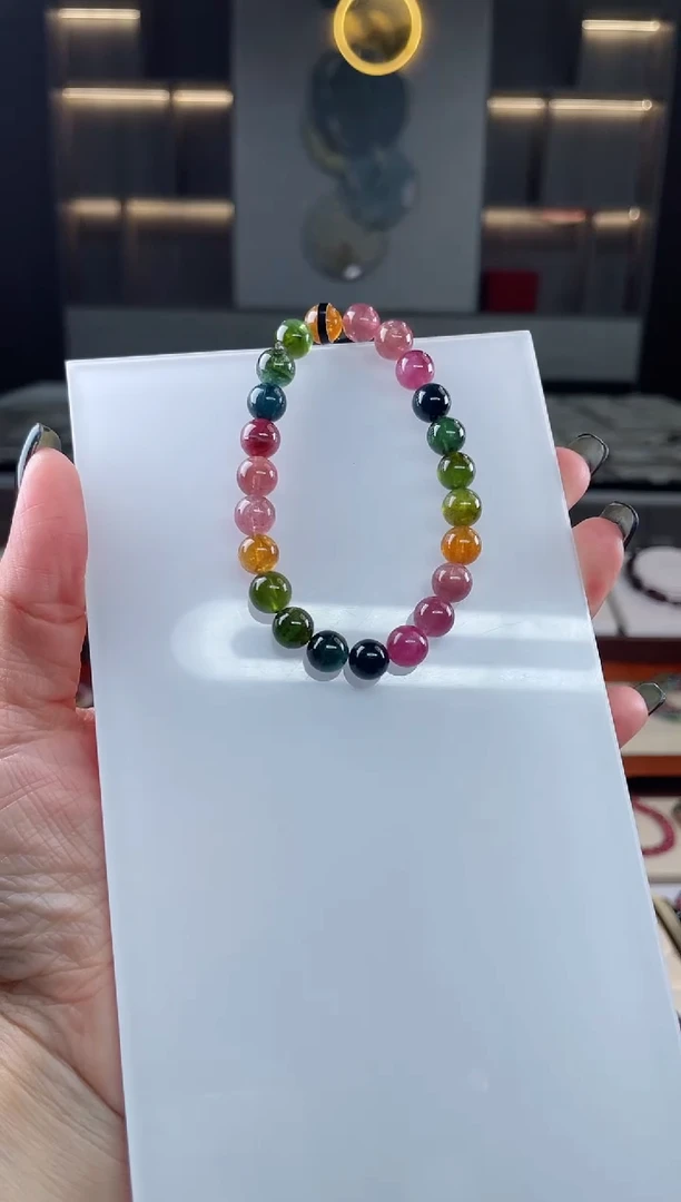 未镶嵌单圈手串8mm+碧玺（多样性发一条）T