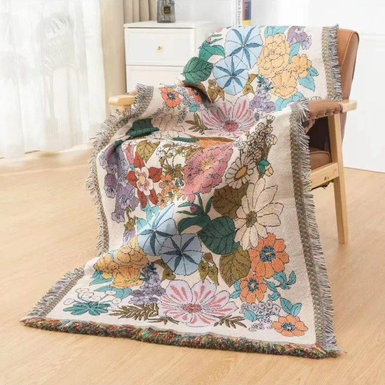 纯棉纱布盖毯沙发巾--盛放 90*180-1