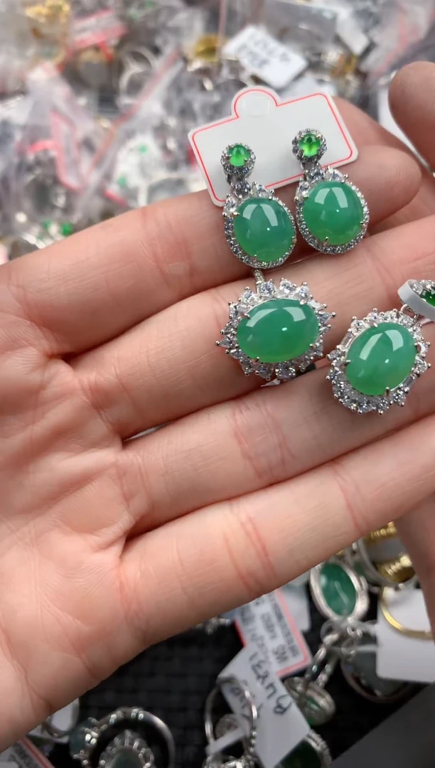 银S925镶嵌戒指翡翠444   6