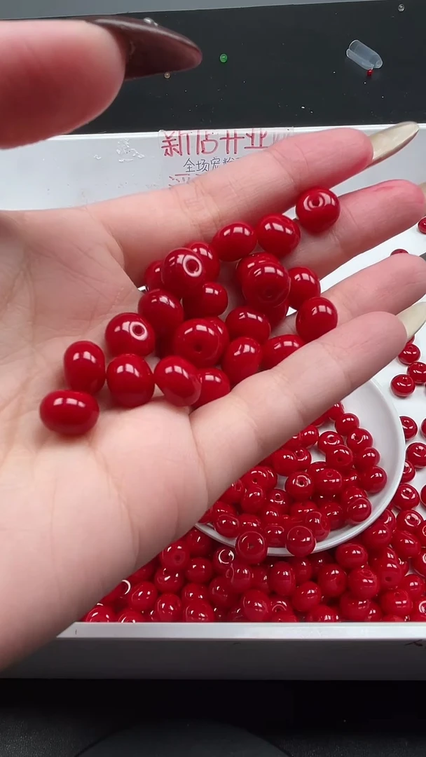 未镶嵌南红玛瑙珠宝半成品满肉锦红N355卡8*10MM散珠20颗