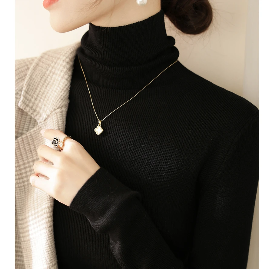 高级灰堆堆领大衣外套内搭打底上衣长袖针织衫女2025秋季新款毛衣