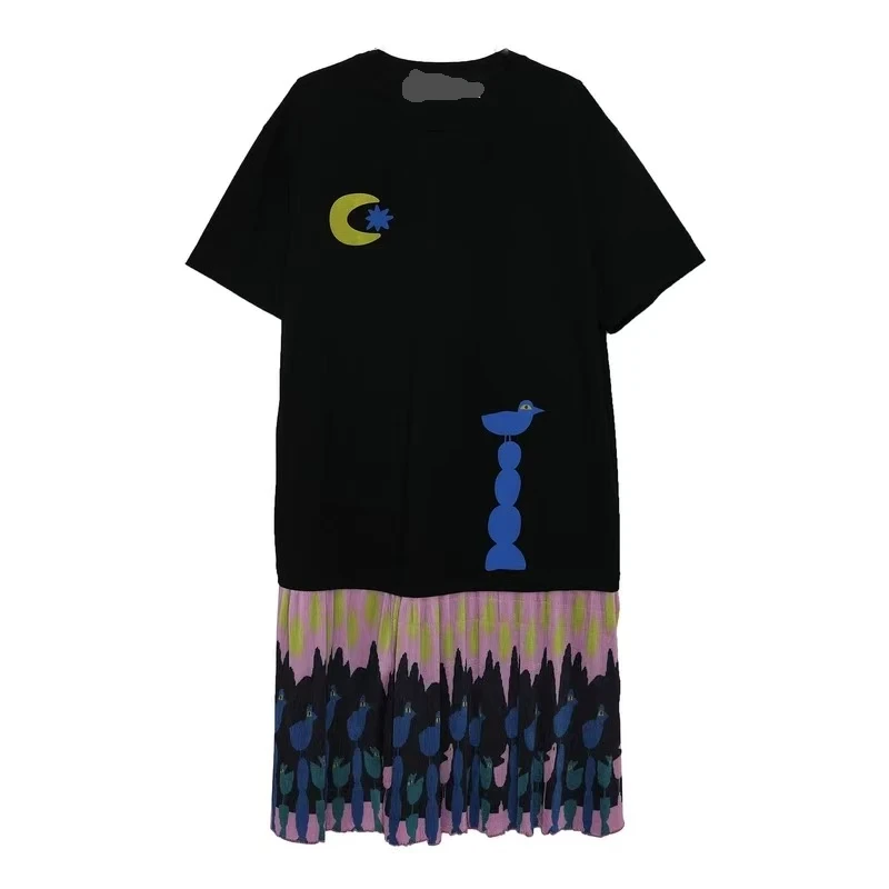 【星月照夜】法式撞色气质宽松显瘦休闲接拼小众设计师女连衣裙