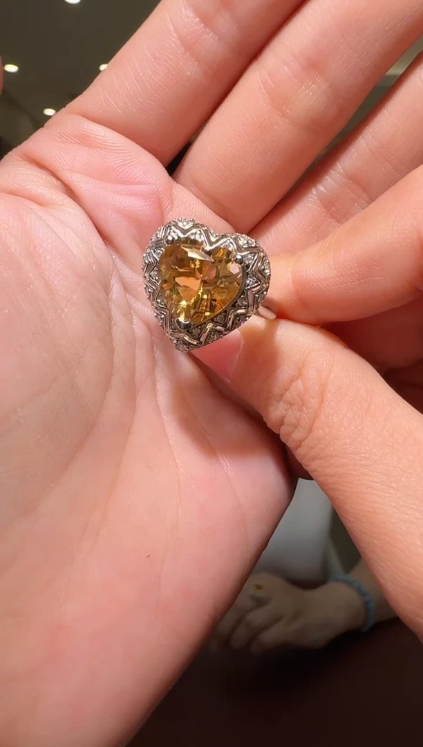 银S925镶嵌戒指黄晶008