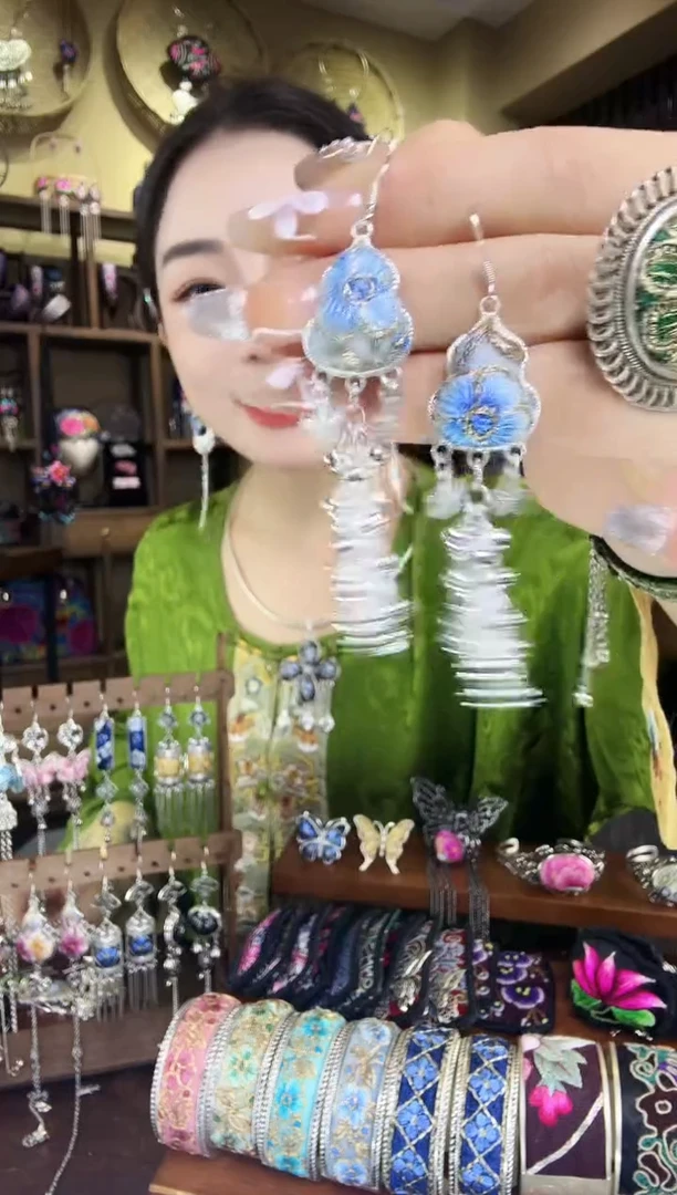 刺绣非遗刺绣民族风耳环