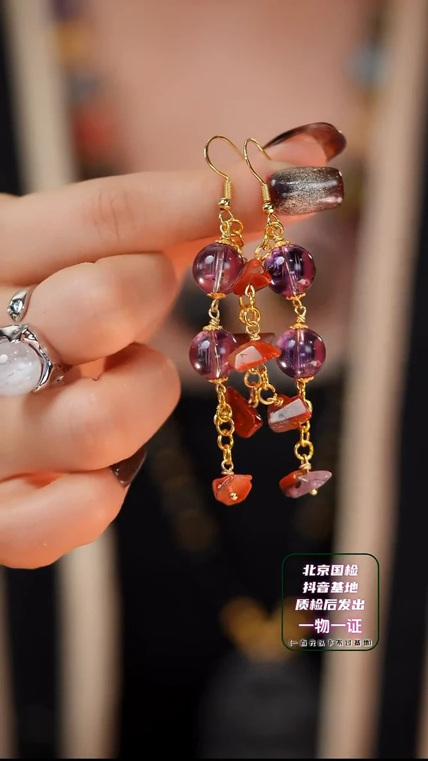 【闪购商品】水晶耳挂未镶嵌E1315S 荆棘玫瑰 巴西紫水晶耳挂