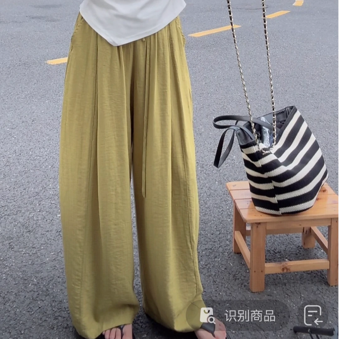 【花花定制】休闲阔腿女欧洲站2025夏季新款显瘦长裤