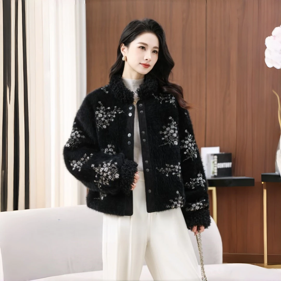 短款立领保暖棉服民族风刺绣时尚棉衣轻奢百搭加厚秋冬洋气上衣女