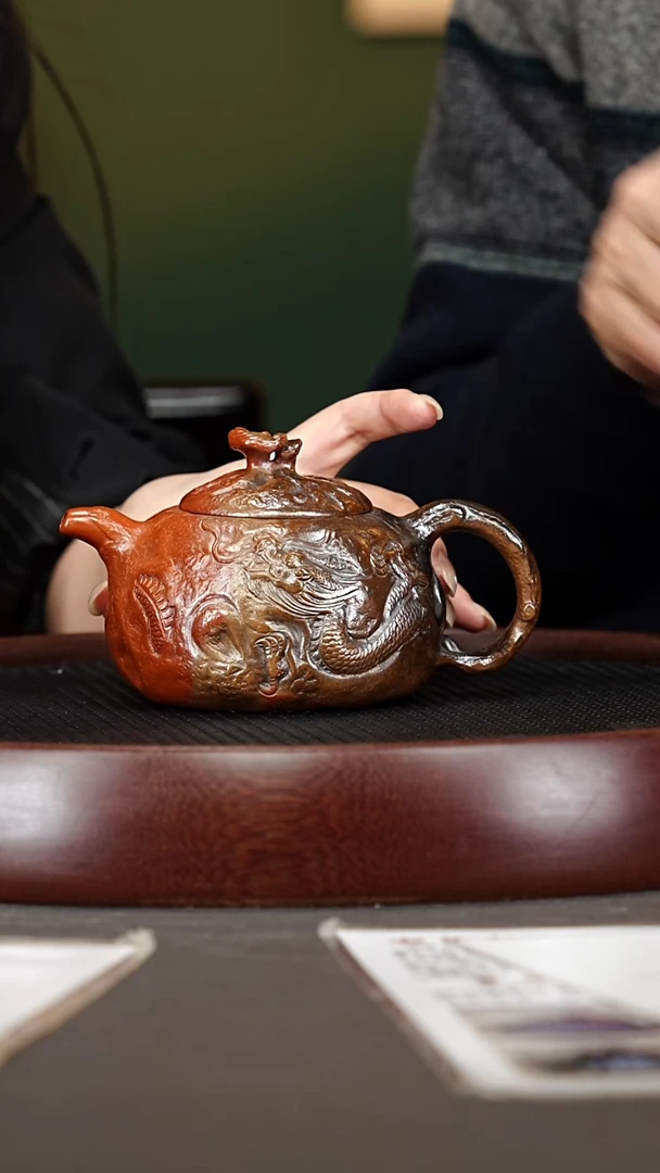 茶壶紫砂59鲍宜明 供春 可心窑变320cc