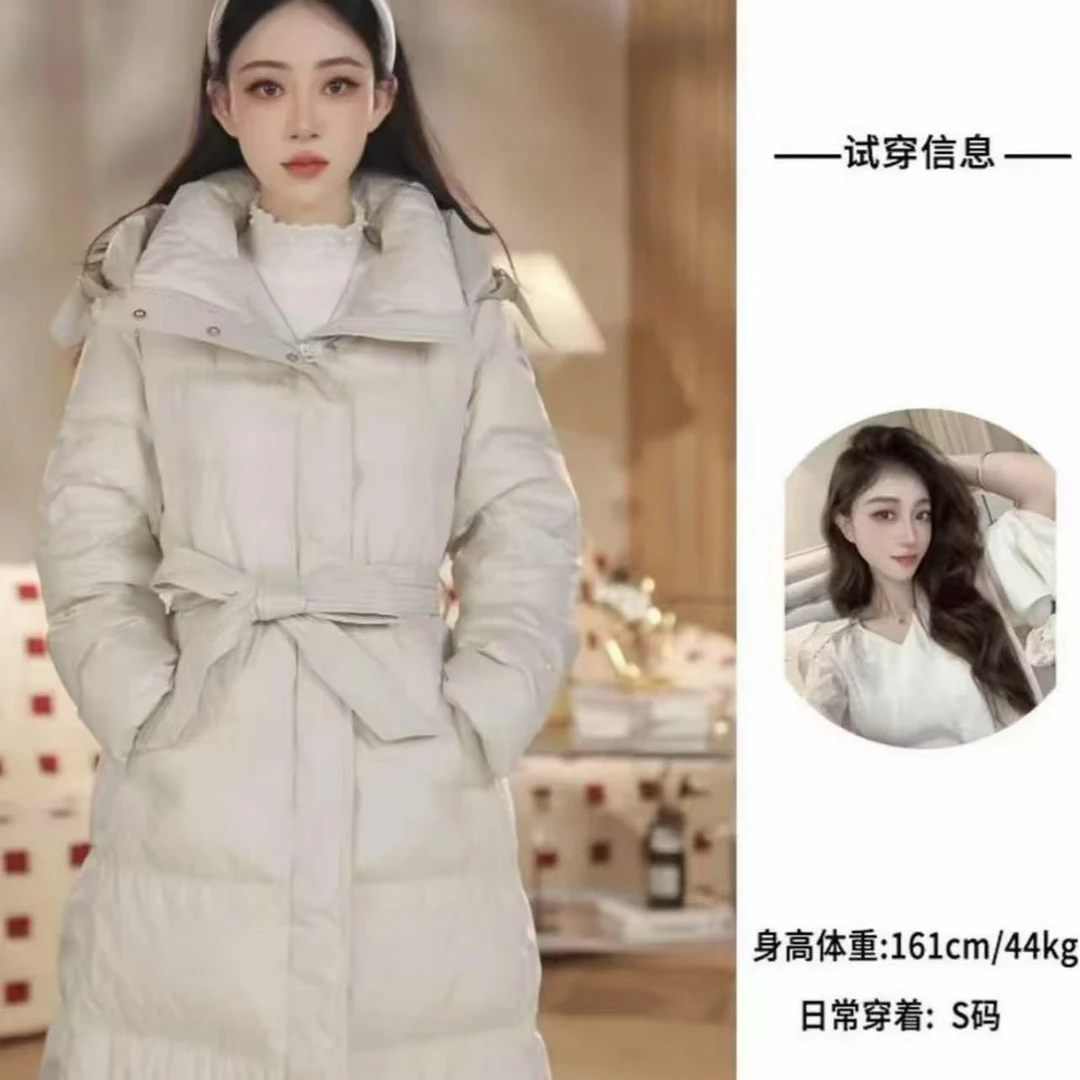 反季清仓2024年新款加厚保暖90白鸭绒中长款女羽绒服外套8615#