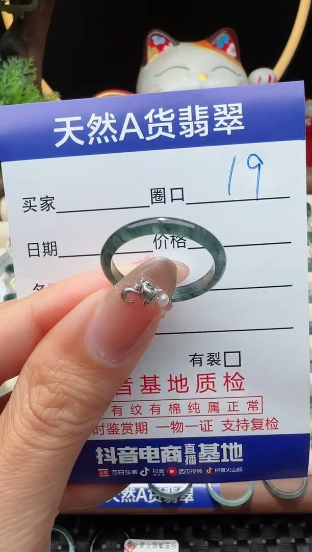 未镶嵌戒指翡翠19圈口对应的去拍