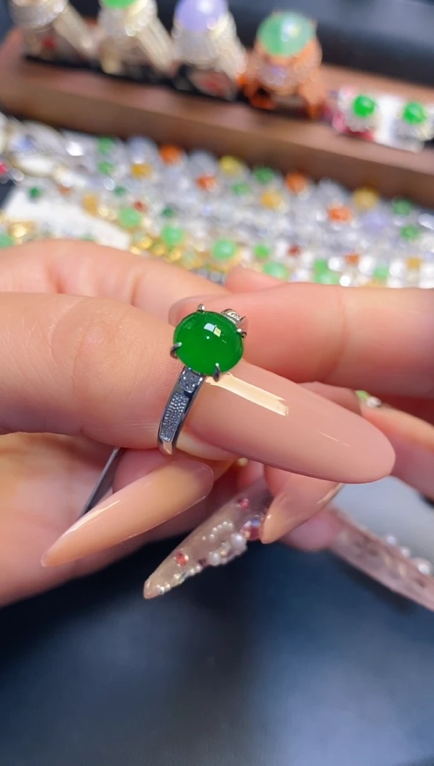 银S925镶嵌戒指翡翠天然