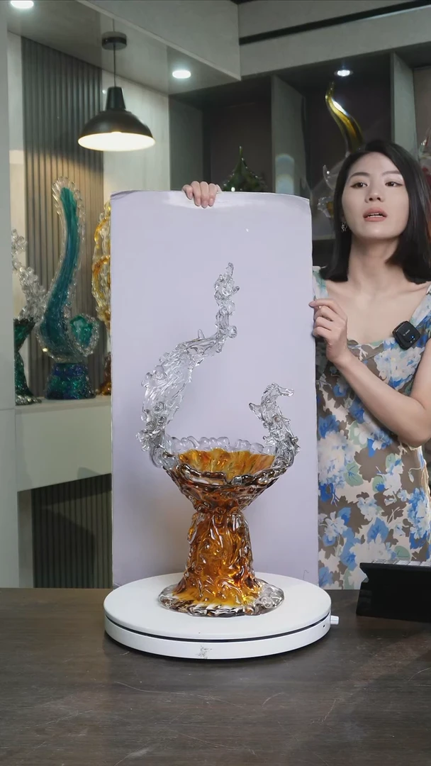 琉璃58cm琥珀金聚宝盆