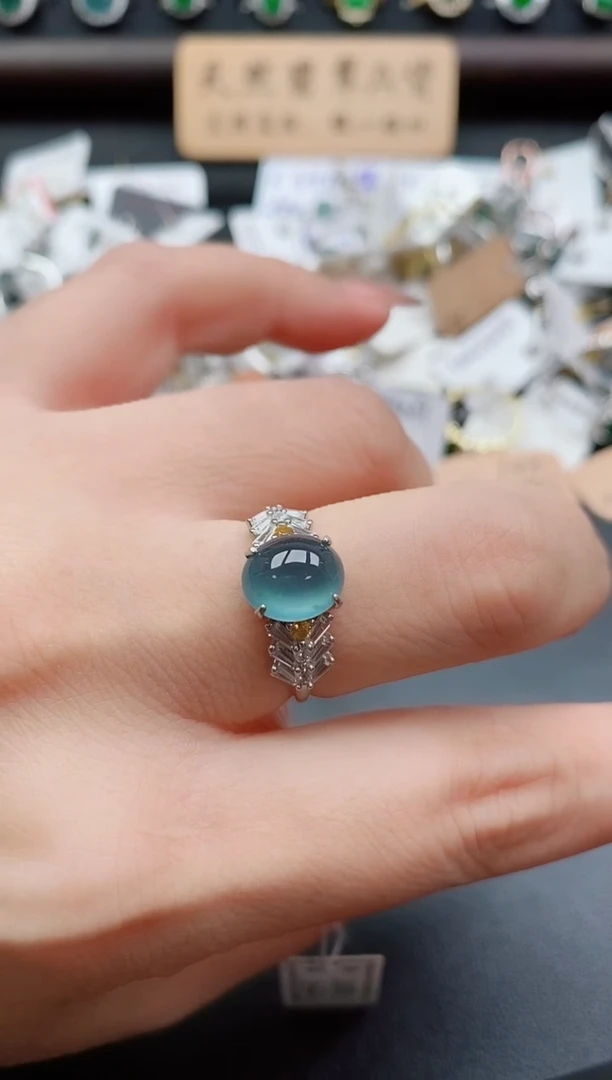 银S925镶嵌戒指翡翠1