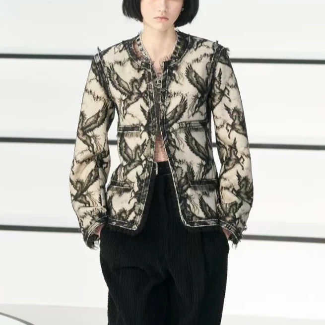 99新 Chanel/香奈儿 40码马术系列爆款黑色蕾丝飞马外套