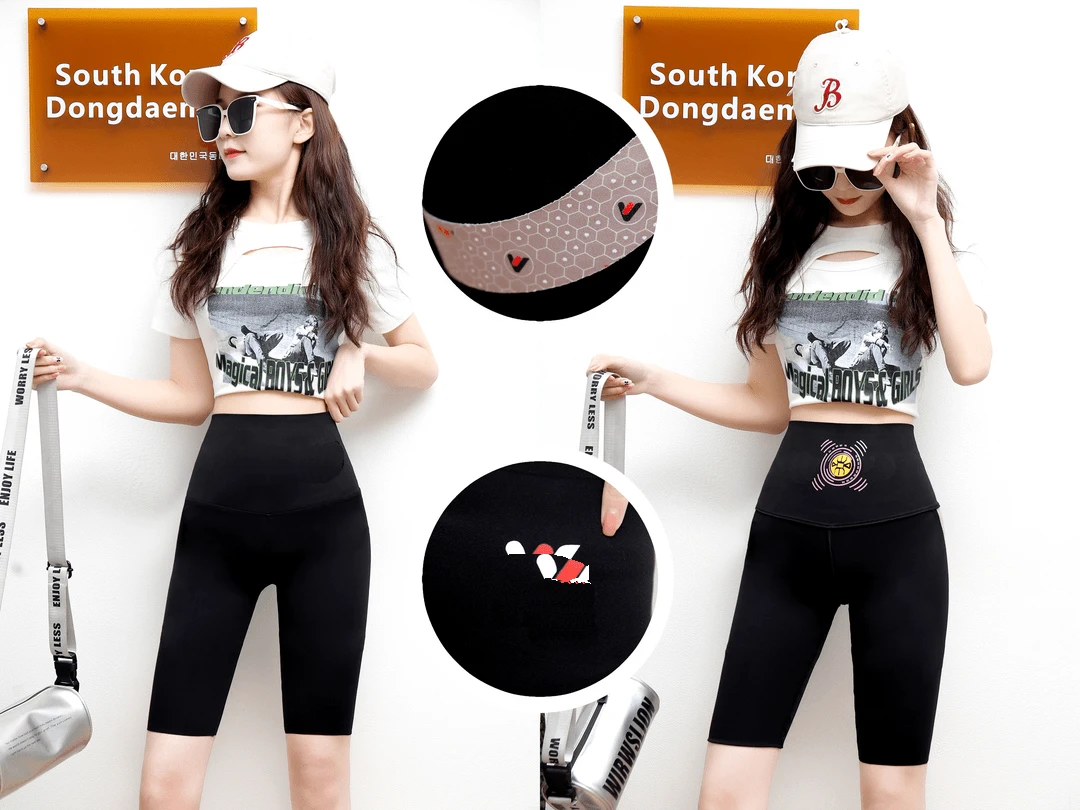 五分鹿鹿黑桃A骑行芭比鲨鱼润肤高腰收腹提臀瑜伽打底短裤不分款